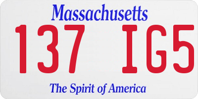 MA license plate 137IG5