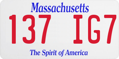 MA license plate 137IG7