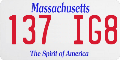 MA license plate 137IG8