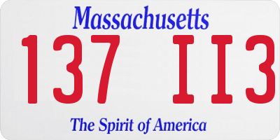 MA license plate 137II3