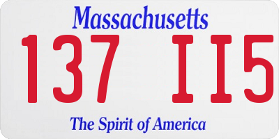 MA license plate 137II5