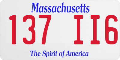 MA license plate 137II6