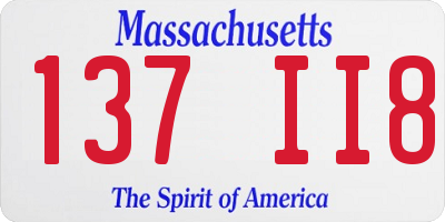 MA license plate 137II8