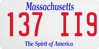 MA license plate 137II9
