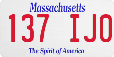 MA license plate 137IJ0
