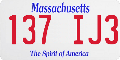 MA license plate 137IJ3