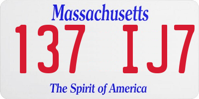 MA license plate 137IJ7