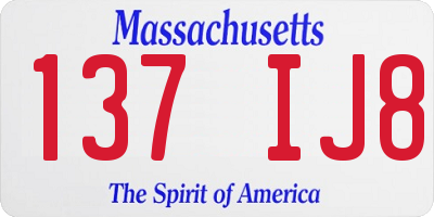 MA license plate 137IJ8