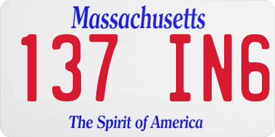 MA license plate 137IN6