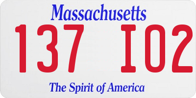 MA license plate 137IO2
