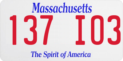 MA license plate 137IO3