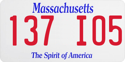MA license plate 137IO5