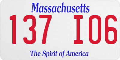 MA license plate 137IO6