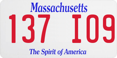 MA license plate 137IO9