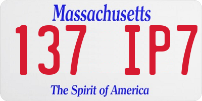 MA license plate 137IP7