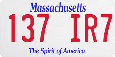 MA license plate 137IR7