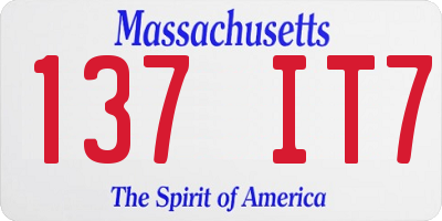 MA license plate 137IT7