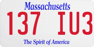 MA license plate 137IU3