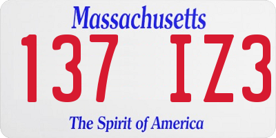MA license plate 137IZ3