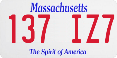 MA license plate 137IZ7