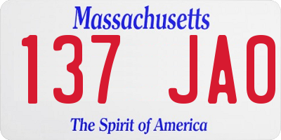 MA license plate 137JA0