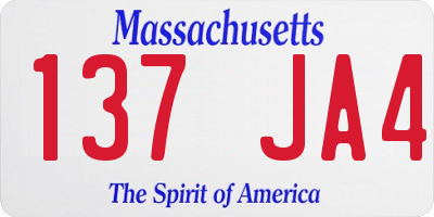 MA license plate 137JA4