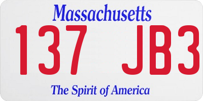MA license plate 137JB3