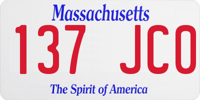 MA license plate 137JC0