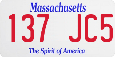 MA license plate 137JC5