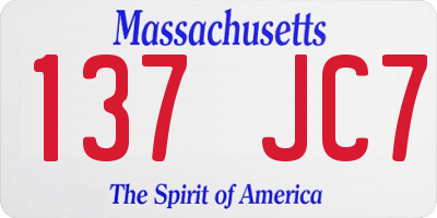 MA license plate 137JC7