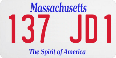 MA license plate 137JD1