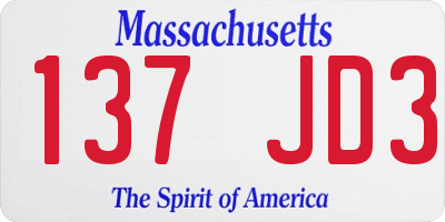 MA license plate 137JD3