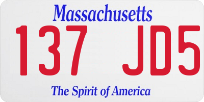 MA license plate 137JD5