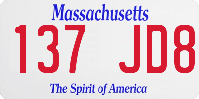 MA license plate 137JD8