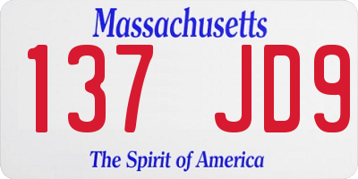 MA license plate 137JD9