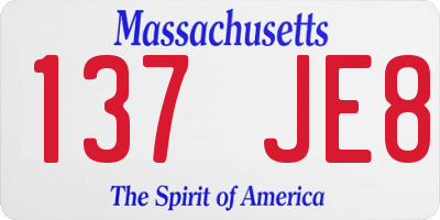 MA license plate 137JE8