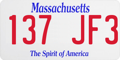 MA license plate 137JF3