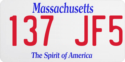 MA license plate 137JF5