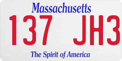 MA license plate 137JH3
