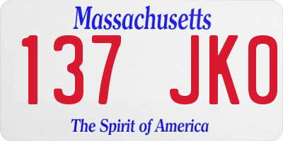 MA license plate 137JK0