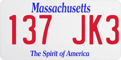 MA license plate 137JK3