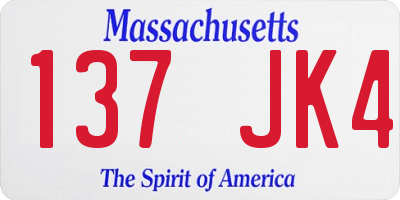 MA license plate 137JK4