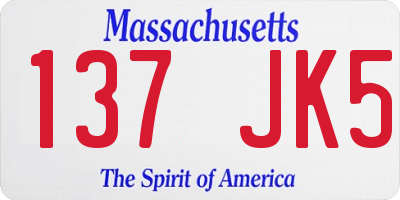 MA license plate 137JK5