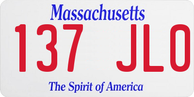 MA license plate 137JL0
