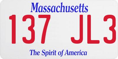 MA license plate 137JL3