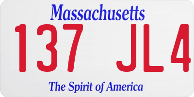MA license plate 137JL4