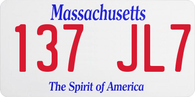 MA license plate 137JL7