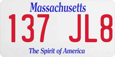 MA license plate 137JL8