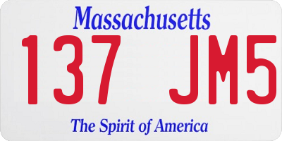 MA license plate 137JM5