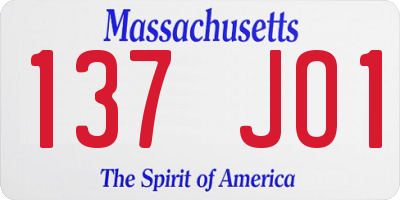 MA license plate 137JO1